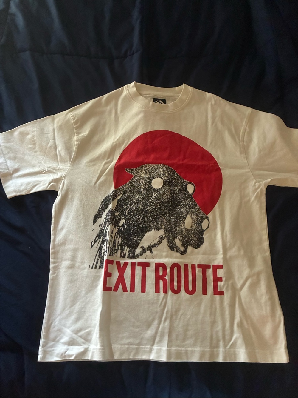 EXIT ROUTE Graphic Tee - White with Red & Black Print